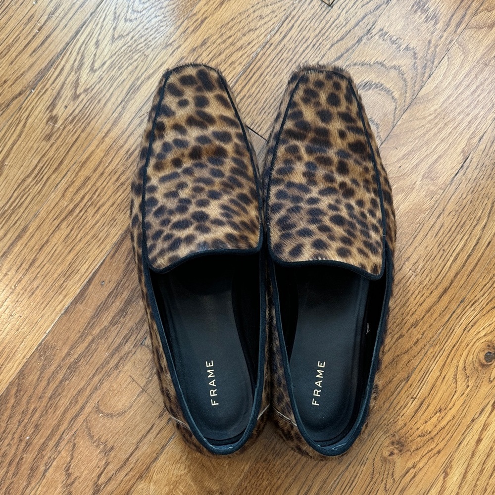 Frame Ponyhair Leopard Print Loafers